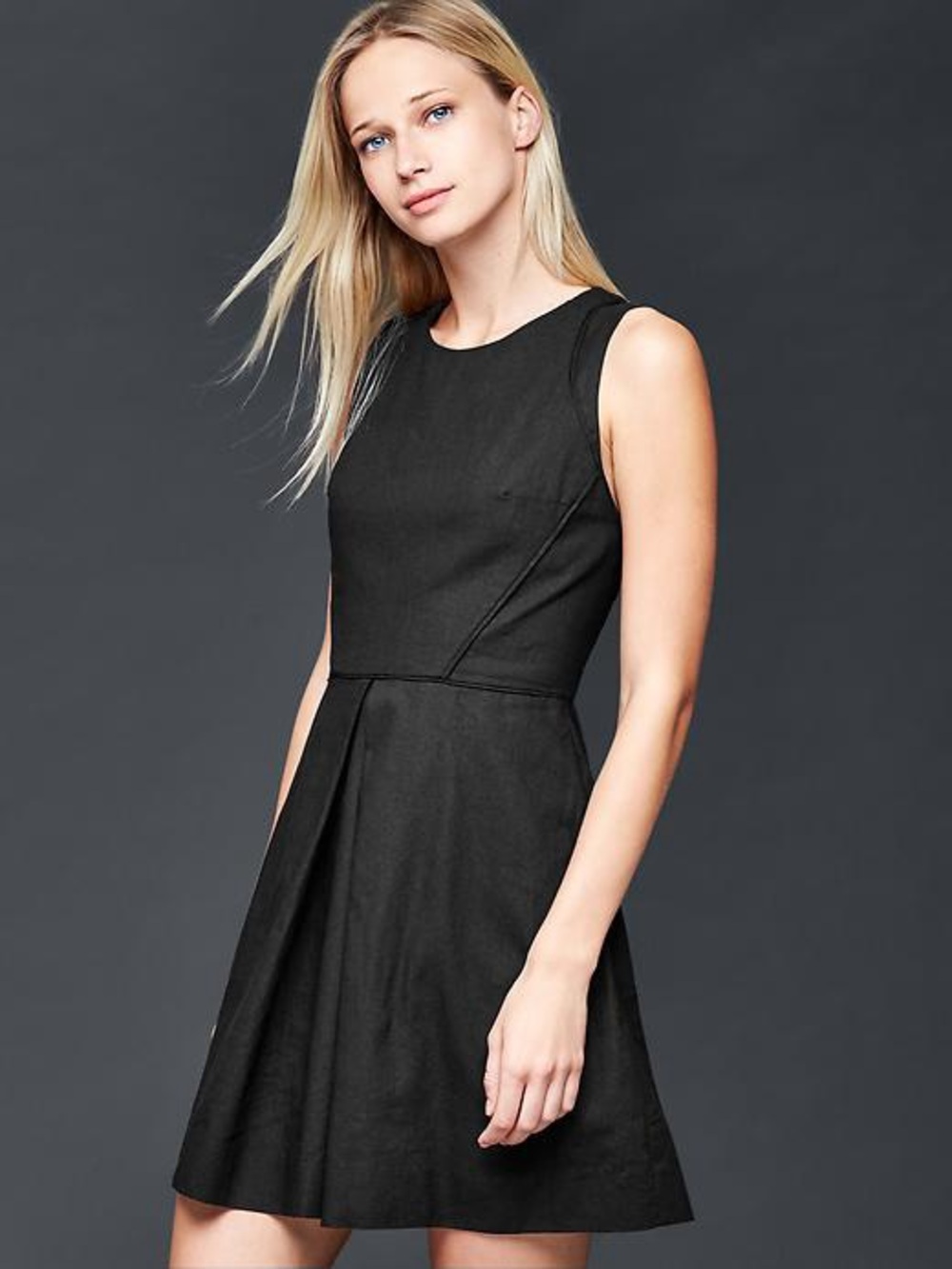GAP Black Sleeveless A-Line Dress with Back Zip